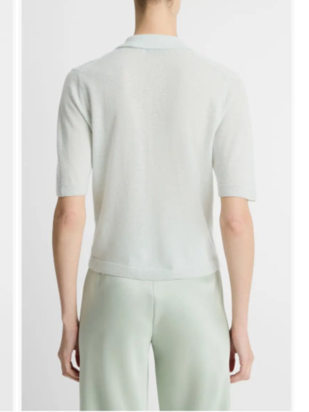 New Vince Cashmere-Silk Short-Sleeve Polo Sweater - Picture 3 of 6